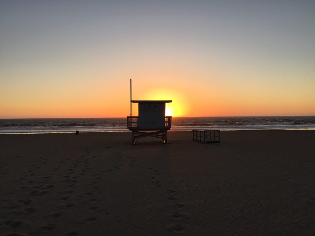 Lifeguard station in Los Angeles bay 34th Street