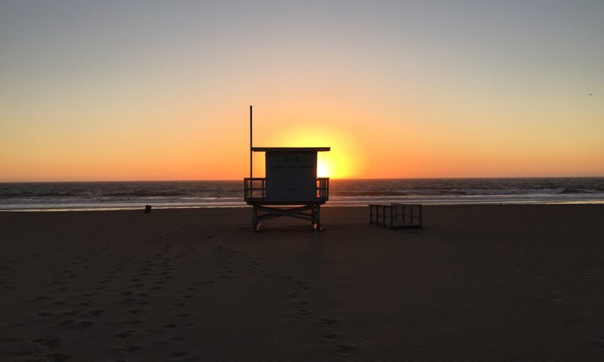 Lifeguard station in Los Angeles bay 34th Street