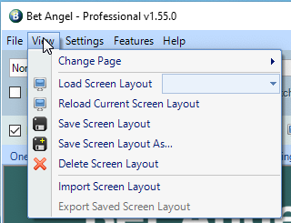 Import and export screen layouts on Bet Angel