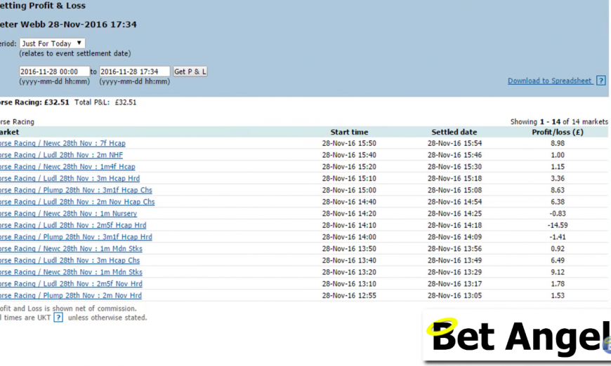 Betfair trading P&L with small stakes