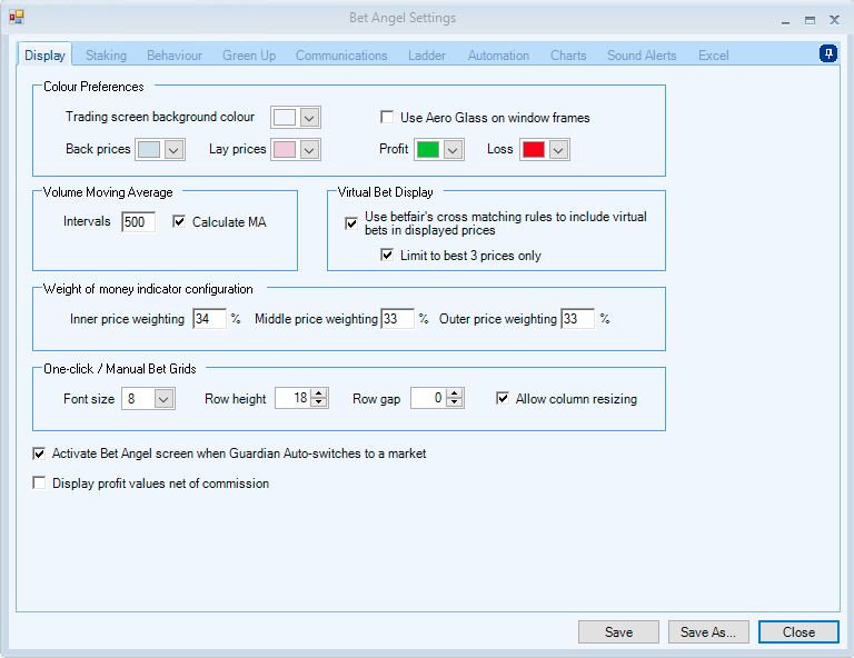 Bet Angel Column Width